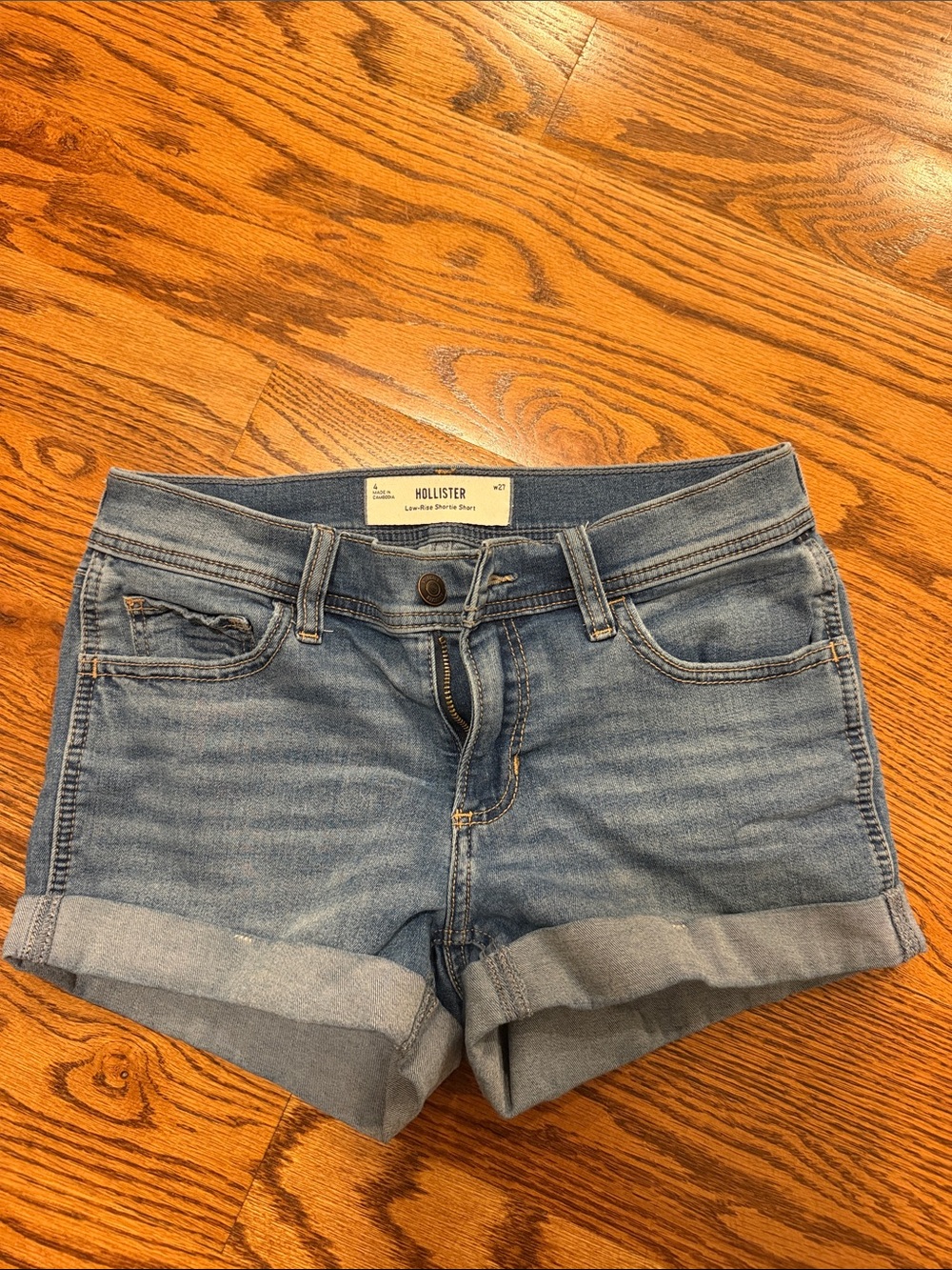 Hollister Light Blue Cuffed Denim Shorts
